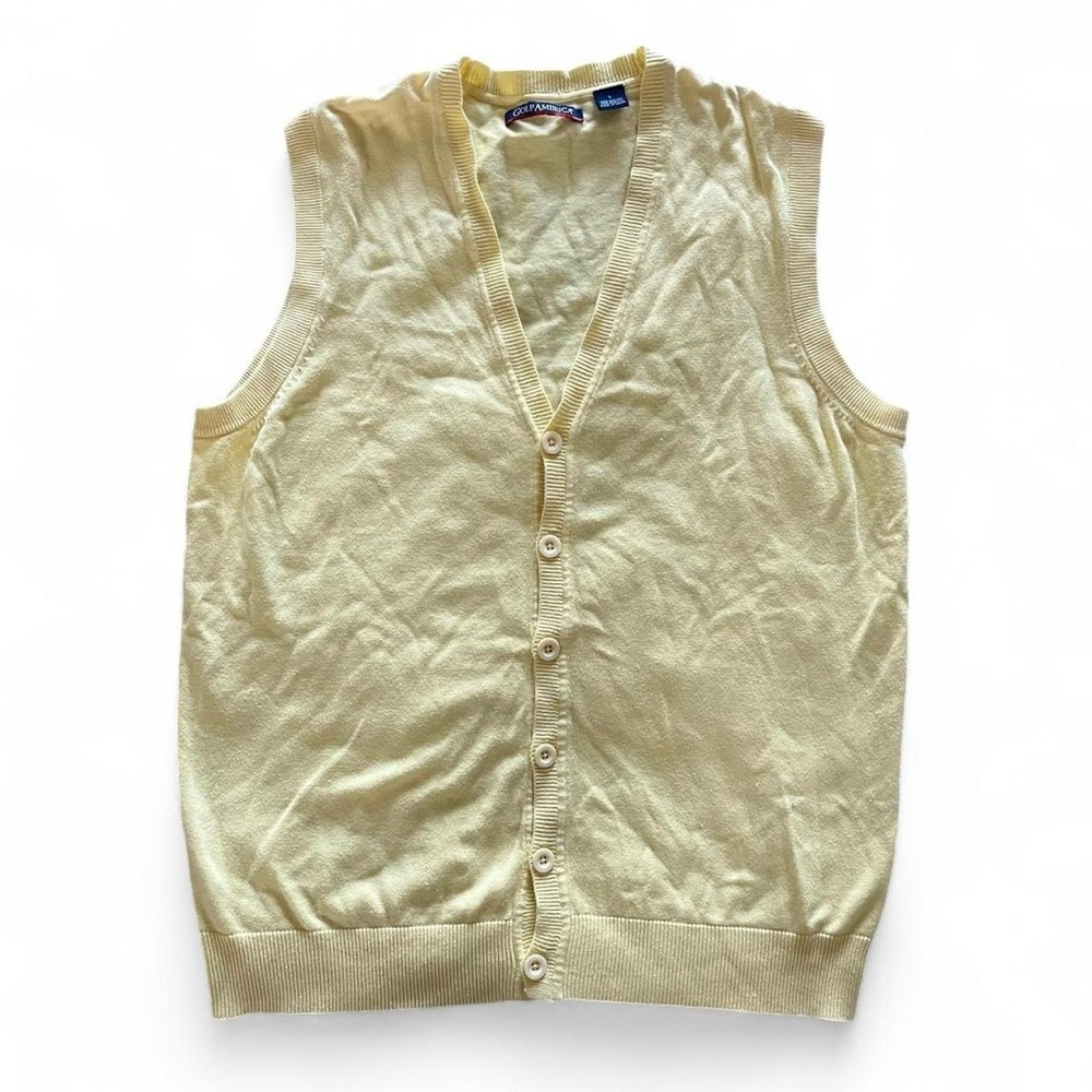 90s Vintage Butter Yellow Buttoned Sweater Vest